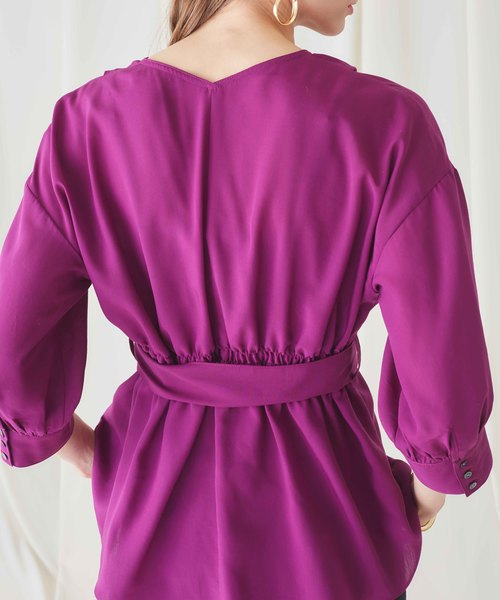 STUDIOUS（ステュディオス）の「【STUDIOUS】テンセルデシン カシュクールブラウス（シャツ/ブラウス・レディース・ベージュ/パープル/オフホワイト・FREE）」の7枚目の写真