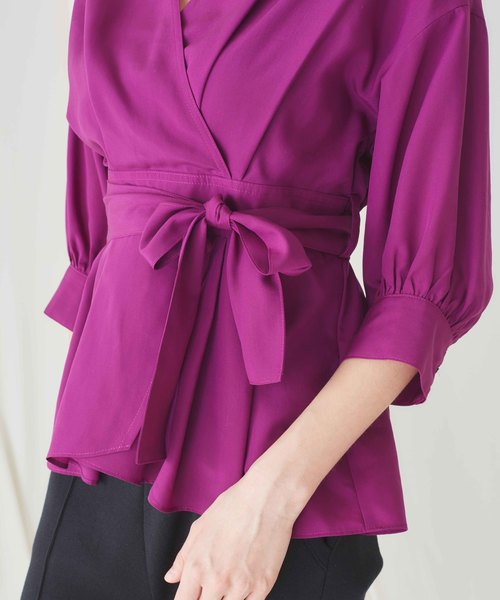 STUDIOUS（ステュディオス）の「【STUDIOUS】テンセルデシン カシュクールブラウス（シャツ/ブラウス・レディース・ベージュ/パープル/オフホワイト・FREE）」の9枚目の写真