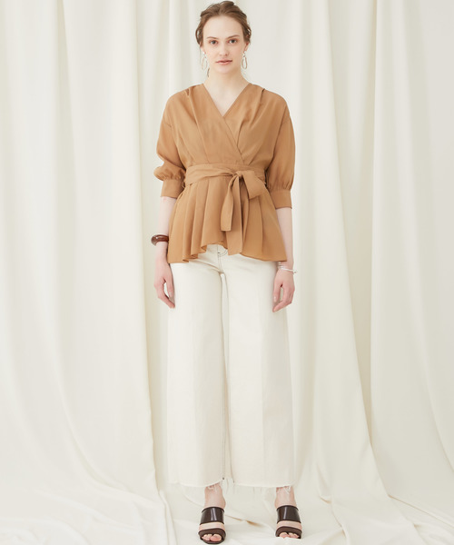 STUDIOUS（ステュディオス）の「【STUDIOUS】テンセルデシン カシュクールブラウス（シャツ/ブラウス・レディース・ベージュ/パープル/オフホワイト・FREE）」の14枚目の写真