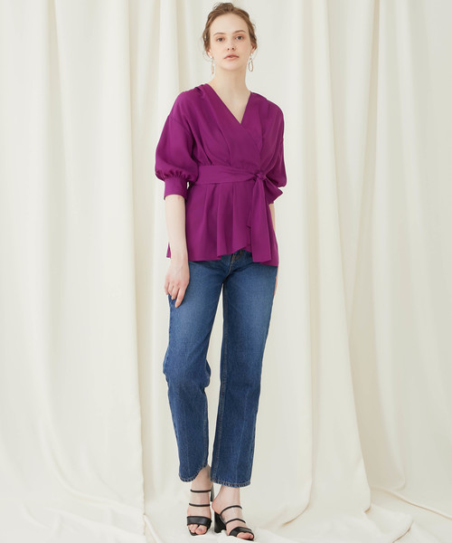 STUDIOUS（ステュディオス）の「【STUDIOUS】テンセルデシン カシュクールブラウス（シャツ/ブラウス・レディース・ベージュ/パープル/オフホワイト・FREE）」の12枚目の写真