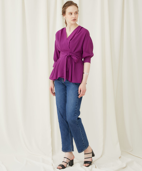 STUDIOUS（ステュディオス）の「【STUDIOUS】テンセルデシン カシュクールブラウス（シャツ/ブラウス・レディース・ベージュ/パープル/オフホワイト・FREE）」の11枚目の写真