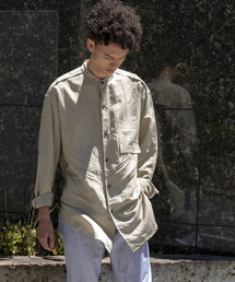 MAISON SPECIAL | ドレープリネンバンドカラーロングシャツ【MAISON SPECIAL/メゾンスペシャル】(シャツ/ブラウス)