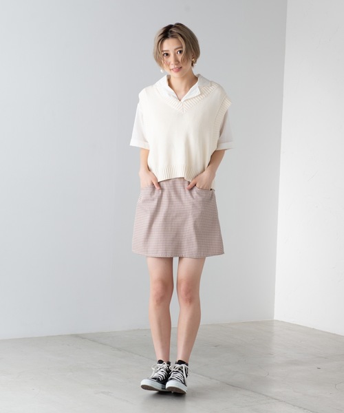 WEGO(ウィゴー)の「WEGO/カラーニットベスト(ベスト・レディース・ブラック/ベージュ/ブラウン/アイボリー/ライトブラウン/カーキ・FREE)」の13枚目の写真