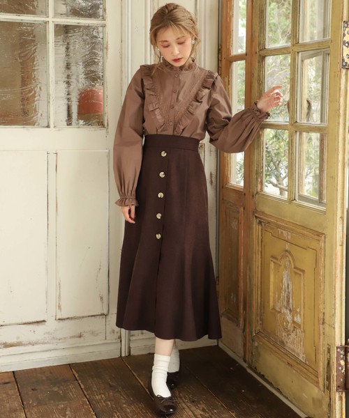 one after another NICE CLAUP(ワンアフターアナザーナイスクラップ)の「チューリップロングスカート(スカート・レディース・ベージュ/ブラウン/ブラウン系その他/ブルー系その他/ブラック系その他・FREE)」の16枚目の写真