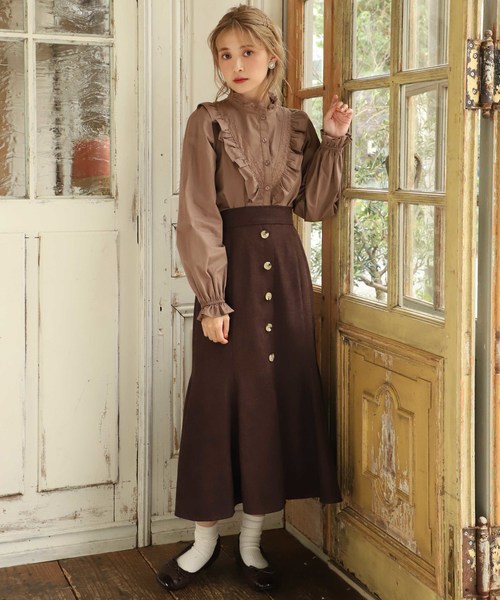 one after another NICE CLAUP(ワンアフターアナザーナイスクラップ)の「チューリップロングスカート(スカート・レディース・ベージュ/ブラウン/ブラウン系その他/ブルー系その他/ブラック系その他・FREE)」の14枚目の写真