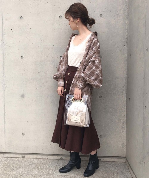 one after another NICE CLAUP(ワンアフターアナザーナイスクラップ)の「チューリップロングスカート(スカート・レディース・ベージュ/ブラウン/ブラウン系その他/ブルー系その他/ブラック系その他・FREE)」の8枚目の写真