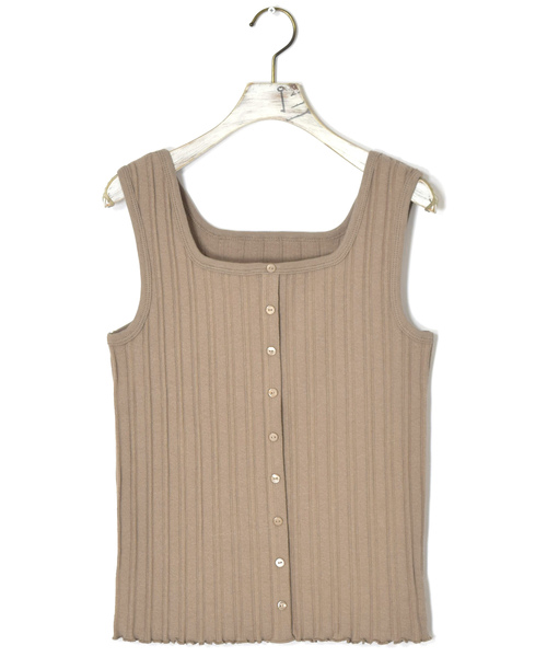 w closet（ダブルクローゼット）の「スクエア前開き風タンクトップ（タンクトップ・レディース・ブラック/ベージュ/ダークパープル/モカ/ピンク系その他・FREE）」の10枚目の写真