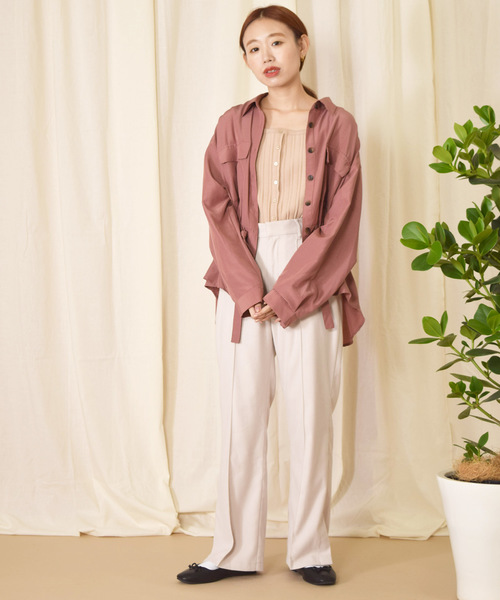 w closet（ダブルクローゼット）の「スクエア前開き風タンクトップ（タンクトップ・レディース・ブラック/ベージュ/ダークパープル/モカ/ピンク系その他・FREE）」の14枚目の写真