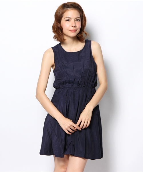 CIAOPANIC（チャオパニック）の「【Ciaopanic】ムジBACKZIPOP（ワンピース・レディース・ホワイト/グリーン/オレンジ/ネイビー・FREE）」の3枚目の写真