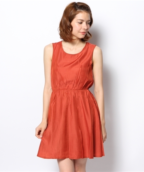 CIAOPANIC（チャオパニック）の「【Ciaopanic】ムジBACKZIPOP（ワンピース・レディース・ホワイト/グリーン/オレンジ/ネイビー・FREE）」の4枚目の写真