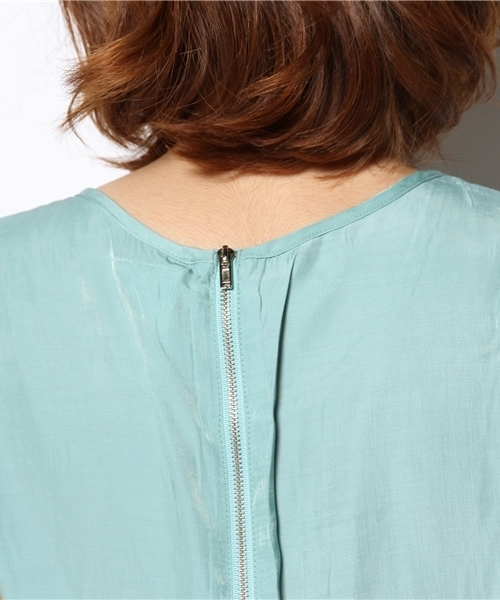 CIAOPANIC（チャオパニック）の「【Ciaopanic】ムジBACKZIPOP（ワンピース・レディース・ホワイト/グリーン/オレンジ/ネイビー・FREE）」の10枚目の写真