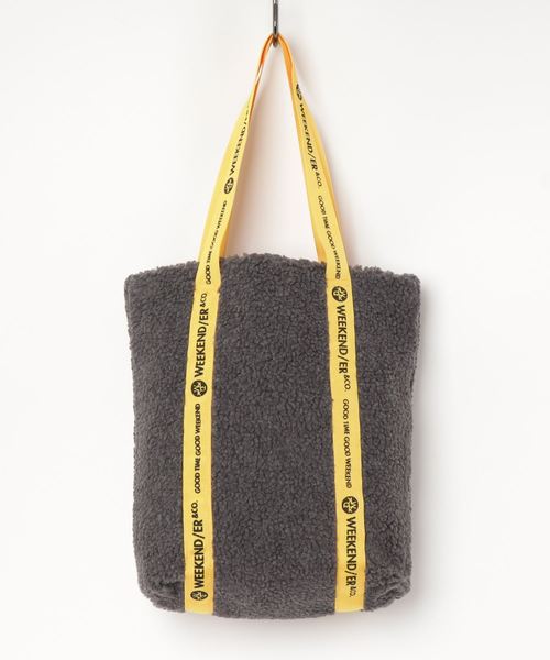 WEEKEND(ER)（ウィークエンダー）の「WEEKEND(ER)/ウイークエンダー　RETRO FLEECE TOTE BAG（トートバッグ・レディース・ネイビー/グレー/オリーブ/ナチュラル・FREE）」の2枚目の写真