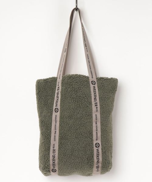 WEEKEND(ER)（ウィークエンダー）の「WEEKEND(ER)/ウイークエンダー　RETRO FLEECE TOTE BAG（トートバッグ・レディース・ネイビー/グレー/オリーブ/ナチュラル・FREE）」の3枚目の写真
