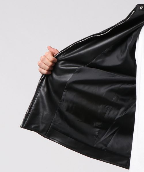 WEGO（ウィゴー）の「WEGO/シングルライダースジャケット（ライダースジャケット・メンズ・ブラック・MEDIUM/LARGE）」の3枚目の写真