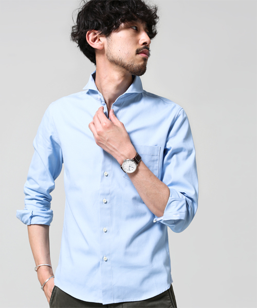 NANO universe(ナノユニバース)の「汗ジミ防止アンチソーキットSH(シャツ/ブラウス・メンズ・ホワイト/サックスブルー/ネイビー・SMALL/LARGE/X-LARGE/MEDIUM)」の1枚目の写真