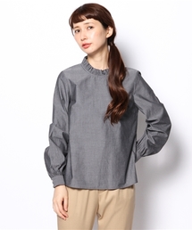 Ray BEAMS | Ray BEAMS / フリル スタンド コットン パフスリーブシャツ(シャツ/ブラウス)