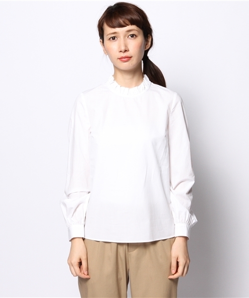 Ray BEAMS（レイビームス）の「【Ray BEAMS / フリル スタンド コットン パフスリーブシャツ】（シャツ/ブラウス・レディース・ホワイト/ブラック・0/1）」の3枚目の写真