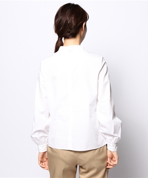 Ray BEAMS（レイビームス）の「【Ray BEAMS / フリル スタンド コットン パフスリーブシャツ】（シャツ/ブラウス・レディース・ホワイト/ブラック・0/1）」の5枚目の写真