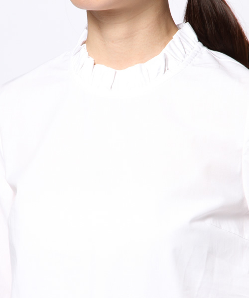 Ray BEAMS（レイビームス）の「【Ray BEAMS / フリル スタンド コットン パフスリーブシャツ】（シャツ/ブラウス・レディース・ホワイト/ブラック・0/1）」の7枚目の写真