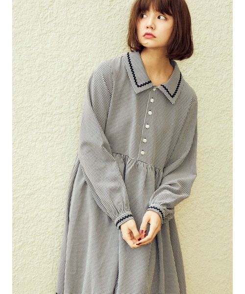 merry jenny（メリージェニー）の「なみなみカラーシャツワンピース（ワンピース・レディース・ブラック/ベージュ・FREE）」の9枚目の写真