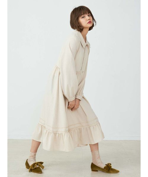 merry jenny（メリージェニー）の「なみなみカラーシャツワンピース（ワンピース・レディース・ブラック/ベージュ・FREE）」の11枚目の写真