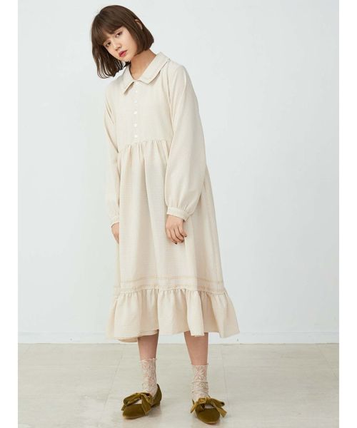 merry jenny（メリージェニー）の「なみなみカラーシャツワンピース（ワンピース・レディース・ブラック/ベージュ・FREE）」の12枚目の写真