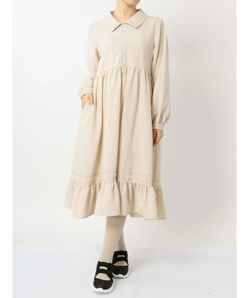 merry jenny（メリージェニー）の「なみなみカラーシャツワンピース（ワンピース・レディース・ブラック/ベージュ・FREE）」の13枚目の写真