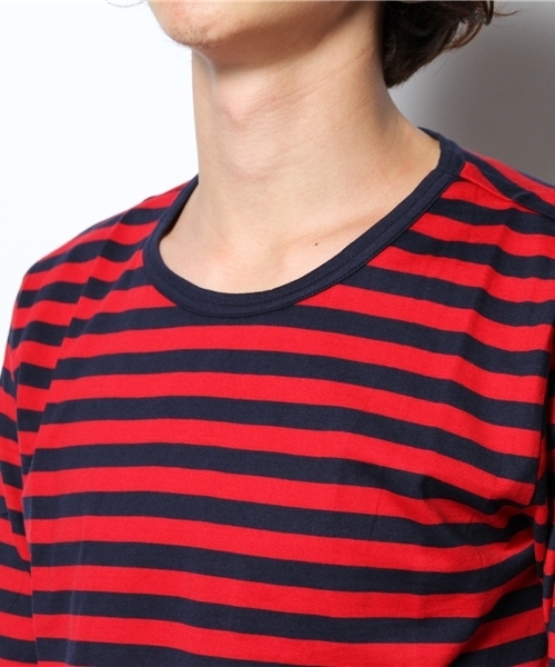 UNION STATION（ユニオンステーション）の「[Supima]スーピマコットンボーダーＴ（Tシャツ/カットソー・メンズ・グレー/ブルー/レッド・MEDIUM/LARGE/LL）」の7枚目の写真