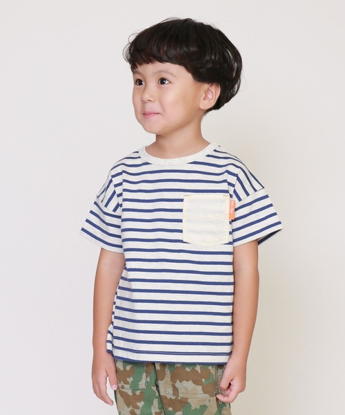 DILASH(ディラッシュ)の「ボーダー半袖Tシャツ(Tシャツ/カットソー・キッズ・ブラック/ネイビー/イエロー/グリーン/レンガ・90/100/110/120/80/130/140/150)」の3枚目の写真