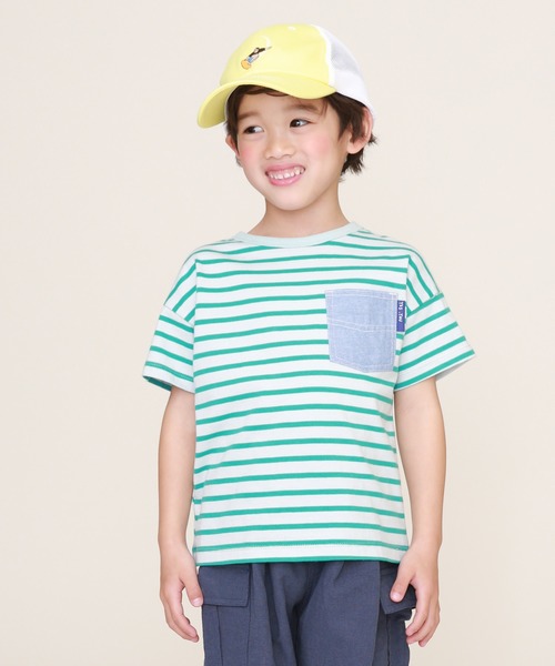 DILASH(ディラッシュ)の「ボーダー半袖Tシャツ(Tシャツ/カットソー・キッズ・ブラック/ネイビー/イエロー/グリーン/レンガ・90/100/110/120/80/130/140/150)」の2枚目の写真