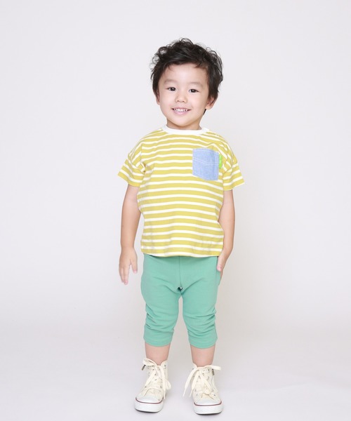 DILASH(ディラッシュ)の「ボーダー半袖Tシャツ(Tシャツ/カットソー・キッズ・ブラック/ネイビー/イエロー/グリーン/レンガ・90/100/110/120/80/130/140/150)」の9枚目の写真