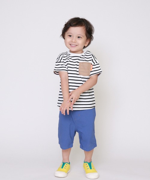 DILASH(ディラッシュ)の「ボーダー半袖Tシャツ(Tシャツ/カットソー・キッズ・ブラック/ネイビー/イエロー/グリーン/レンガ・90/100/110/120/80/130/140/150)」の10枚目の写真