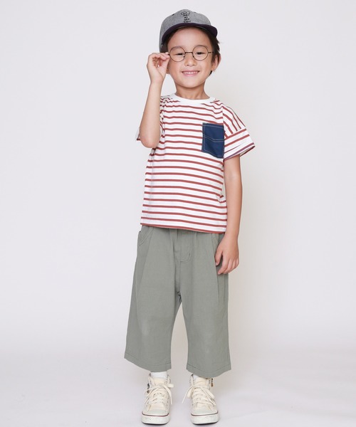 DILASH(ディラッシュ)の「ボーダー半袖Tシャツ(Tシャツ/カットソー・キッズ・ブラック/ネイビー/イエロー/グリーン/レンガ・90/100/110/120/80/130/140/150)」の12枚目の写真