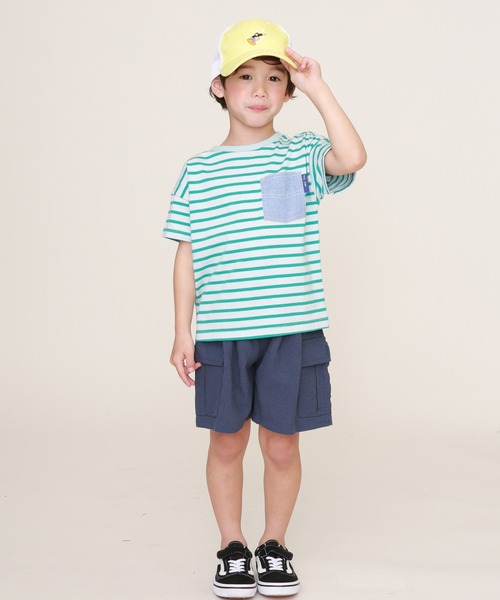 DILASH(ディラッシュ)の「ボーダー半袖Tシャツ(Tシャツ/カットソー・キッズ・ブラック/ネイビー/イエロー/グリーン/レンガ・90/100/110/120/80/130/140/150)」の13枚目の写真