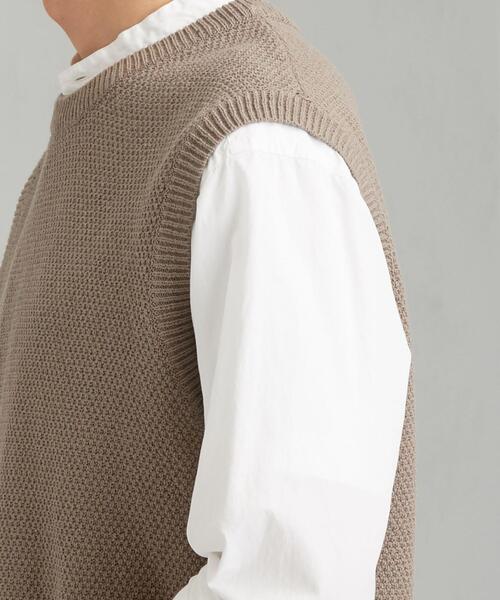 green label relaxing（グリーンレーベルリラクシング）の「CM テープヤーン リンクス クルー ベスト（ベスト・メンズ・ベージュ/ライトグレー/ネイビー・SMALL/MEDIUM/LARGE）」の18枚目の写真