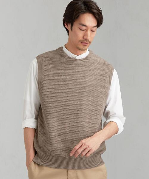 green label relaxing（グリーンレーベルリラクシング）の「CM テープヤーン リンクス クルー ベスト（ベスト・メンズ・ベージュ/ライトグレー/ネイビー・SMALL/MEDIUM/LARGE）」の20枚目の写真