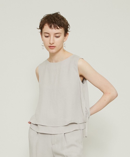 STUDIOUS（ステュディオス）の「【STUDIOUS】リネンライクレイヤードトップス（シャツ/ブラウス・レディース・ブラック/ベージュ/グリーン・1/2）」の15枚目の写真