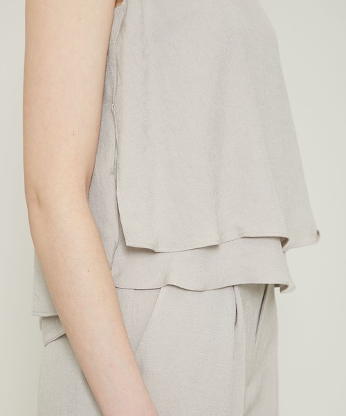 STUDIOUS（ステュディオス）の「【STUDIOUS】リネンライクレイヤードトップス（シャツ/ブラウス・レディース・ブラック/ベージュ/グリーン・1/2）」の11枚目の写真