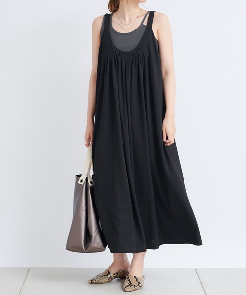 新品タグ付DOUDOU 前後2WAYで着られる 深Vワンピース ブラック DouDou