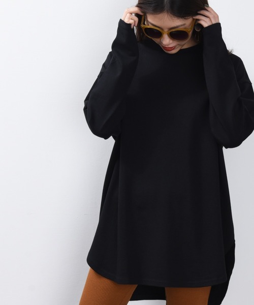 ap retro（アプレトロ）の「ラウンドヘムビッグプルオーバー【ZOZOTOWN限定商品】（Tシャツ/カットソー・レディース・オフホワイト/ブラック/グレー/ベージュ/ダークブラウン/グリーン・FREE）」の3枚目の写真