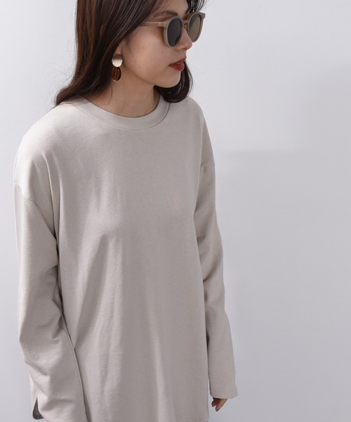 ap retro（アプレトロ）の「ラウンドヘムビッグプルオーバー【ZOZOTOWN限定商品】（Tシャツ/カットソー・レディース・オフホワイト/ブラック/グレー/ベージュ/ダークブラウン/グリーン・FREE）」の18枚目の写真