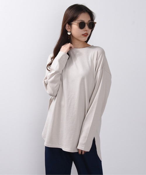 ap retro（アプレトロ）の「ラウンドヘムビッグプルオーバー【ZOZOTOWN限定商品】（Tシャツ/カットソー・レディース・オフホワイト/ブラック/グレー/ベージュ/ダークブラウン/グリーン・FREE）」の19枚目の写真