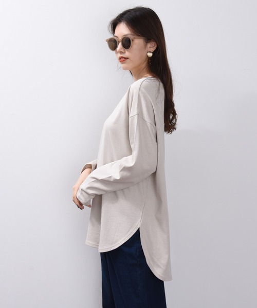 ap retro（アプレトロ）の「ラウンドヘムビッグプルオーバー【ZOZOTOWN限定商品】（Tシャツ/カットソー・レディース・オフホワイト/ブラック/グレー/ベージュ/ダークブラウン/グリーン・FREE）」の20枚目の写真