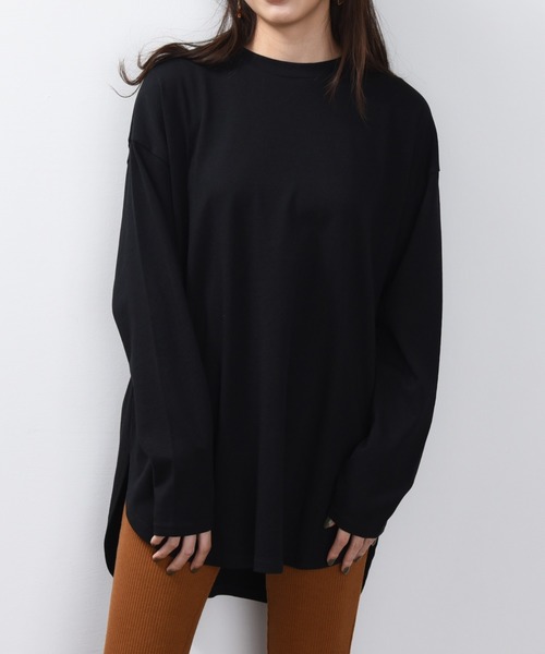 ap retro（アプレトロ）の「ラウンドヘムビッグプルオーバー【ZOZOTOWN限定商品】（Tシャツ/カットソー・レディース・オフホワイト/ブラック/グレー/ベージュ/ダークブラウン/グリーン・FREE）」の12枚目の写真