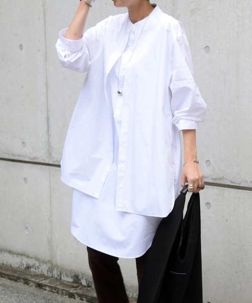 Marient（マリエント）の「フロントヨークシャツワンピ（ワンピース・レディース・ホワイト/ブラック/ネイビー/カーキ・FREE）」の2枚目の写真