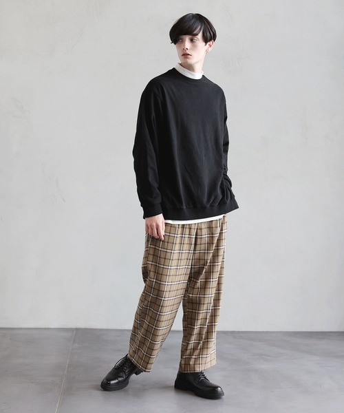 ASTRONOMY（アストロノミー）の「ビッグシルエット サイドジップ クルースウェット モックネック 長袖カットソー リアル アンサンブル オーバーサイズ（スウェット・メンズ・ブラウン/ブラック/グリーン/ワイン・M/L）」の15枚目の写真