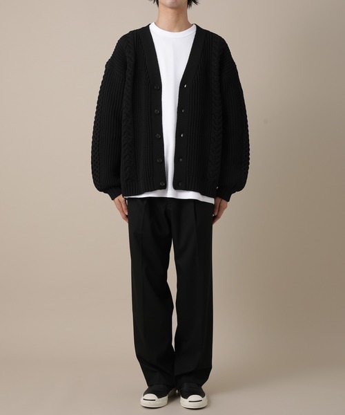 ADAM ET ROPE'（アダムエロペ）の「ライトケーブルボリュームカーディガン/オーバーサイズ/超軽量/防風性（その他アウター・メンズ・キャメル/ブラック/キナリ・M/L）」の18枚目の写真