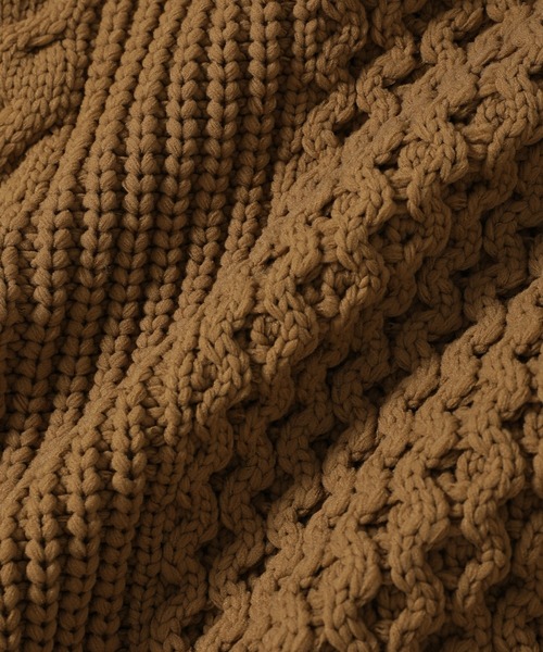 ADAM ET ROPE'（アダムエロペ）の「ライトケーブルボリュームカーディガン/オーバーサイズ/超軽量/防風性（その他アウター・メンズ・キャメル/ブラック/キナリ・M/L）」の11枚目の写真