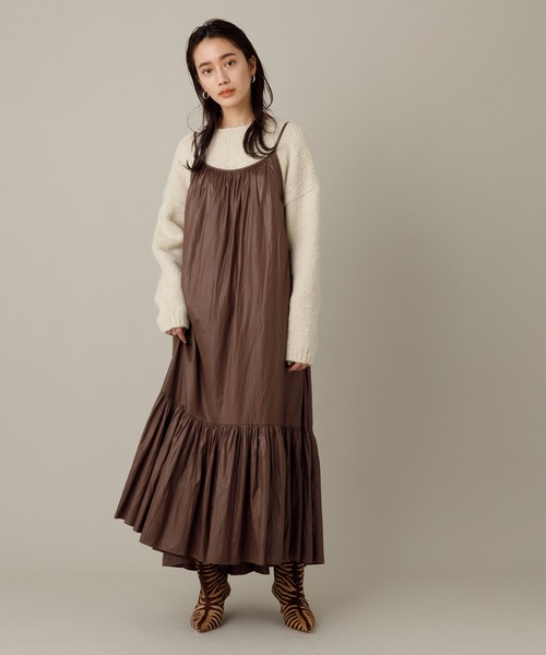 ADAM ET ROPE'（アダムエロペ）の「ギャザーキャミワンピース（ワンピース・レディース・ブラック/ダークブラウン・FREE）」の7枚目の写真