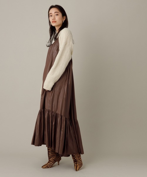 ADAM ET ROPE'（アダムエロペ）の「ギャザーキャミワンピース（ワンピース・レディース・ブラック/ダークブラウン・FREE）」の11枚目の写真